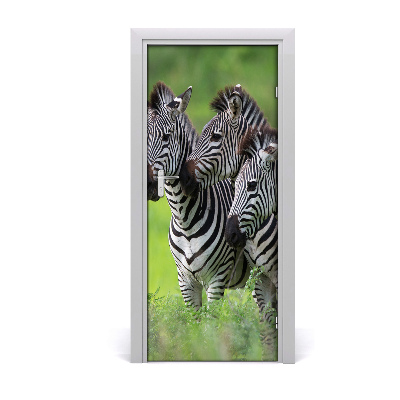 Deursticker Drie zebra's