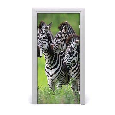 Deursticker Drie zebra's