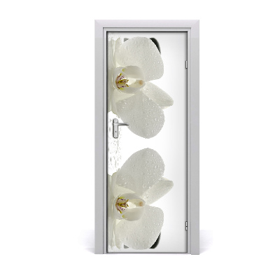 Deur sticker Orchidee en stenen