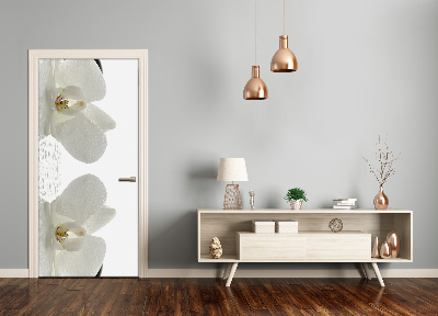 Deur sticker Orchidee en stenen