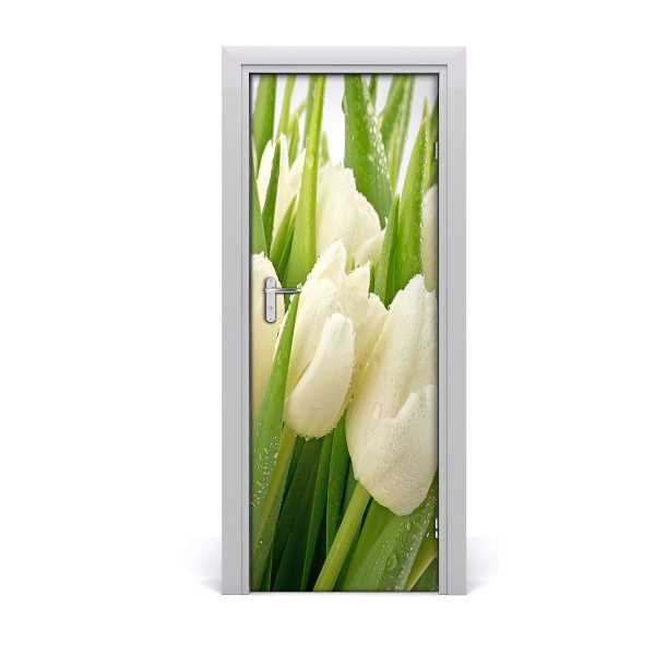 Deur sticker Witte tulpen