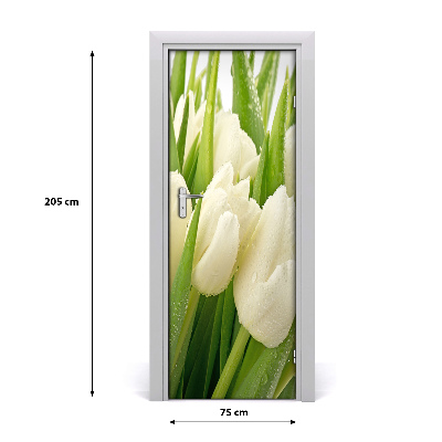 Deur sticker Witte tulpen