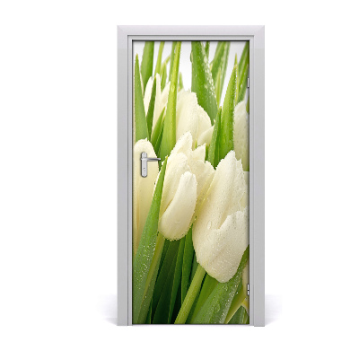 Deur sticker Witte tulpen