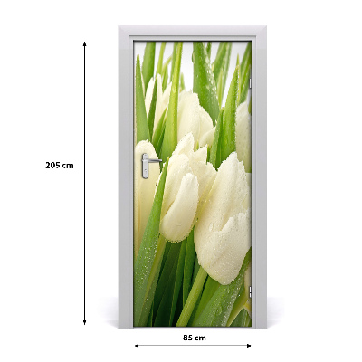 Deur sticker Witte tulpen