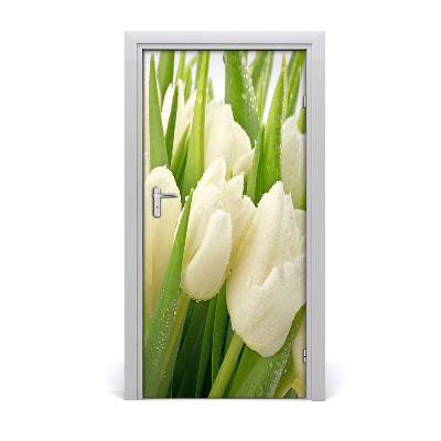 Deur sticker Witte tulpen