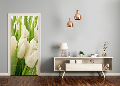 Deur sticker Witte tulpen