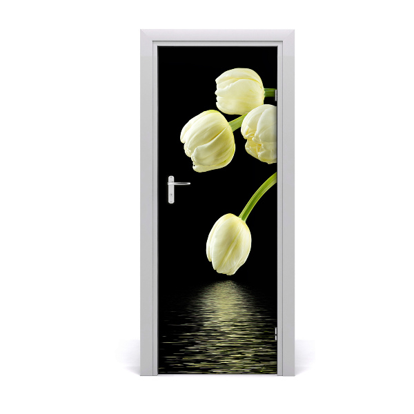 Deur sticker Witte tulpen