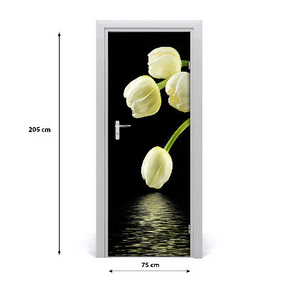 Deur sticker Witte tulpen