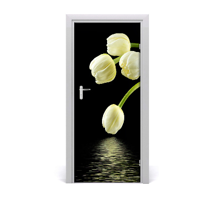 Deur sticker Witte tulpen