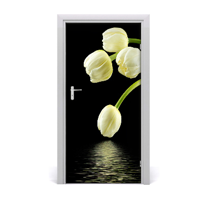 Deur sticker Witte tulpen