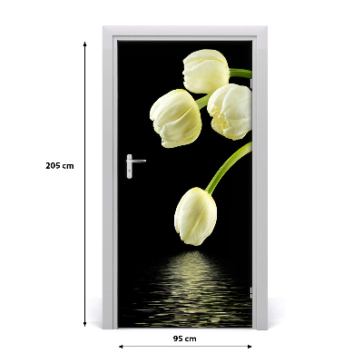 Deur sticker Witte tulpen