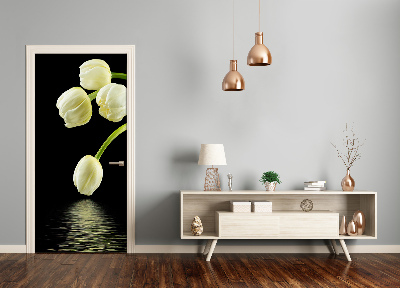 Deur sticker Witte tulpen