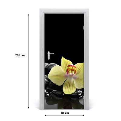 Deur sticker Orchidee en stenen