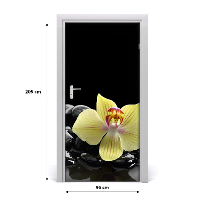 Deur sticker Orchidee en stenen