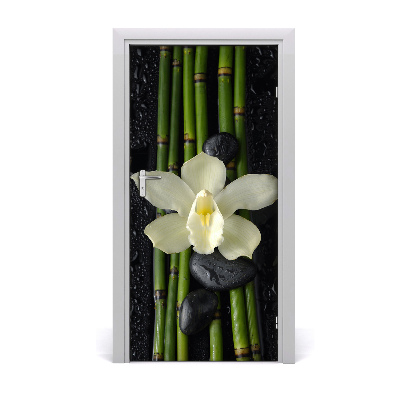 Deur sticker Orchidee en bamboe