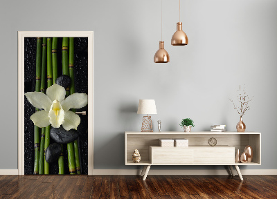 Deur sticker Orchidee en bamboe