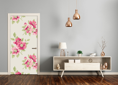 Deur sticker Roze bloemen