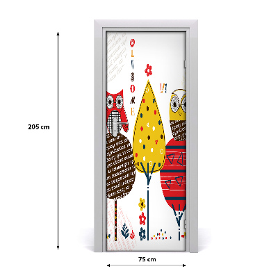 Deursticker Uilen op bomen