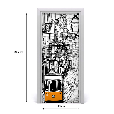Deursticker Tram in lissabon