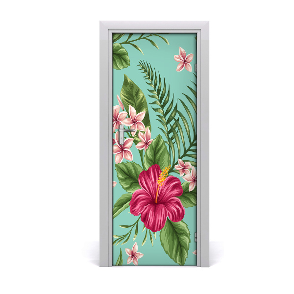 Deur sticker Hawaiiaanse bloemen