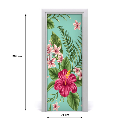 Deur sticker Hawaiiaanse bloemen