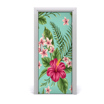 Deur sticker Hawaiiaanse bloemen