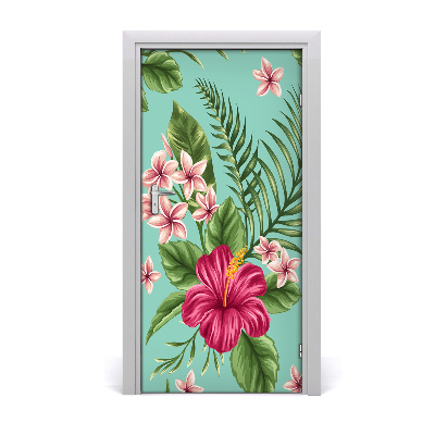 Deur sticker Hawaiiaanse bloemen