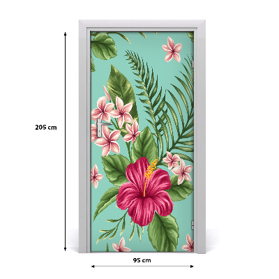 Deur sticker Hawaiiaanse bloemen