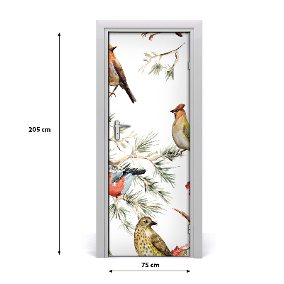 Deursticker Vogels en coniferen