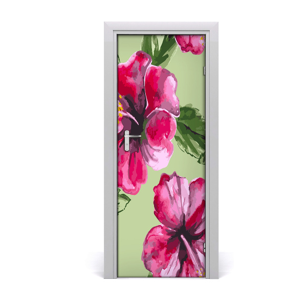 Deur sticker Hawaiiaanse bloemen