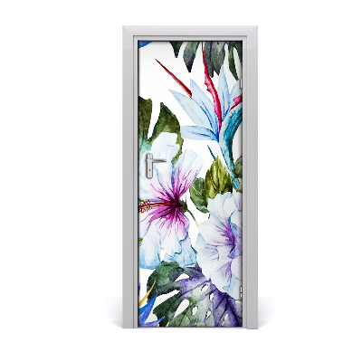 Deur sticker Hawaiiaanse bloemen