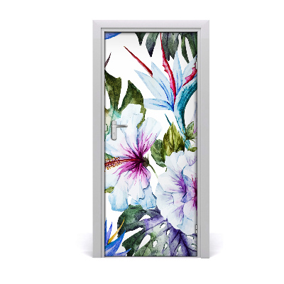 Deur sticker Hawaiiaanse bloemen