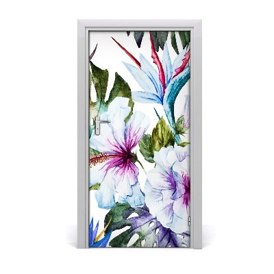 Deur sticker Hawaiiaanse bloemen