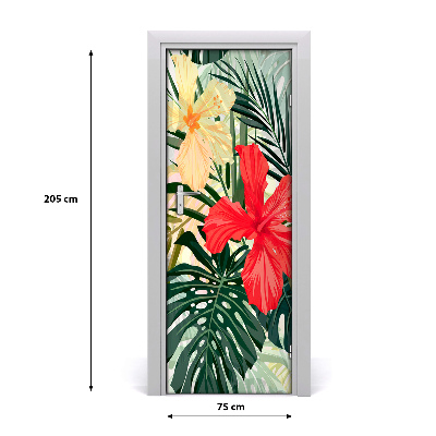 Deur sticker Hawaiiaanse bloemen