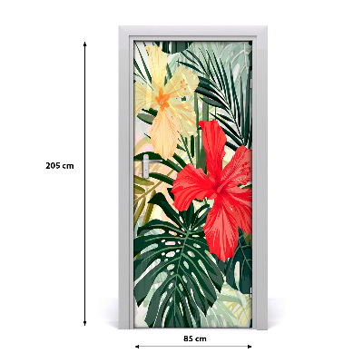 Deur sticker Hawaiiaanse bloemen