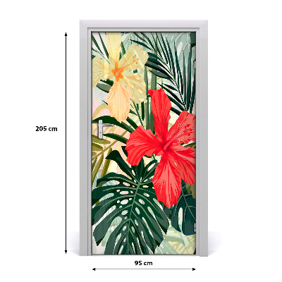 Deur sticker Hawaiiaanse bloemen