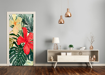 Deur sticker Hawaiiaanse bloemen