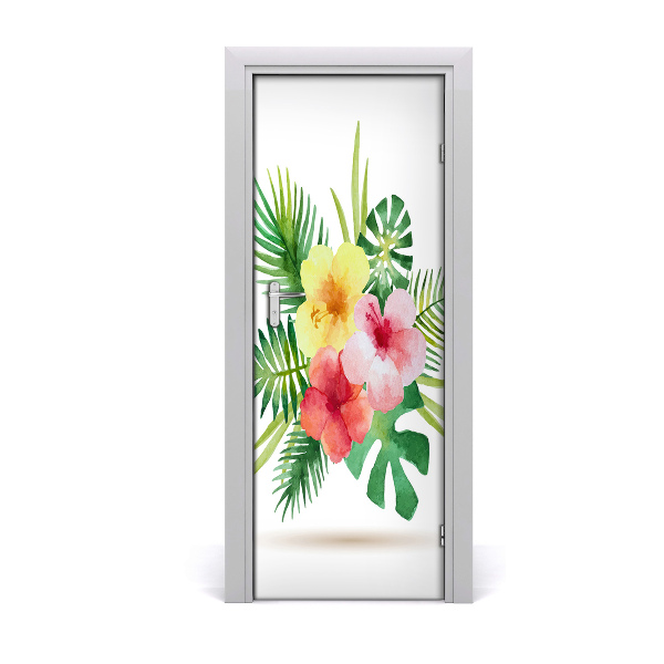 Deur sticker Hawaiiaanse bloemen