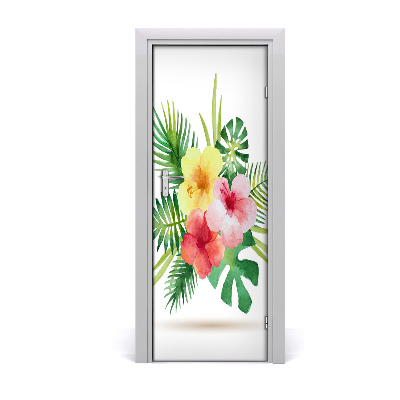 Deur sticker Hawaiiaanse bloemen