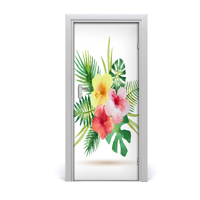 Deur sticker Hawaiiaanse bloemen