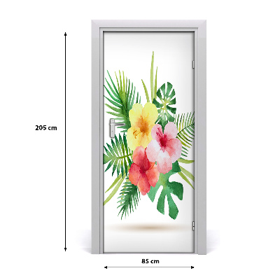 Deur sticker Hawaiiaanse bloemen