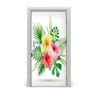 Deur sticker Hawaiiaanse bloemen