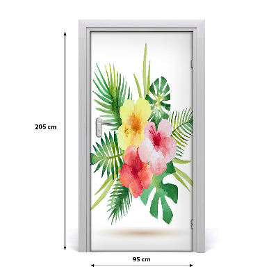 Deur sticker Hawaiiaanse bloemen