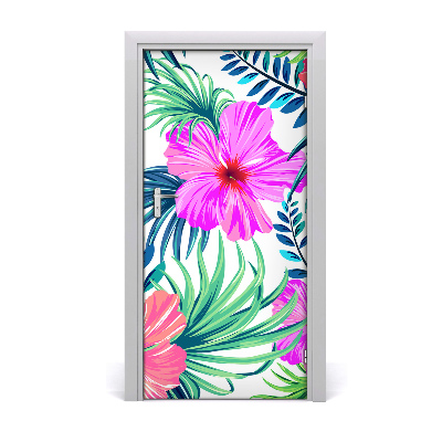 Deur sticker Hawaiiaanse bloemen