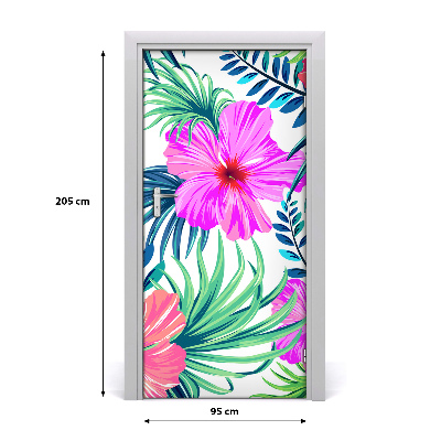 Deur sticker Hawaiiaanse bloemen