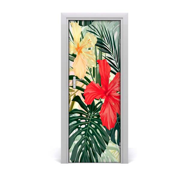 Deur sticker Hawaiiaanse bloemen