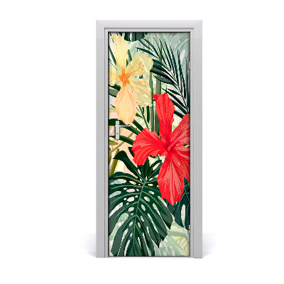 Deur sticker Hawaiiaanse bloemen