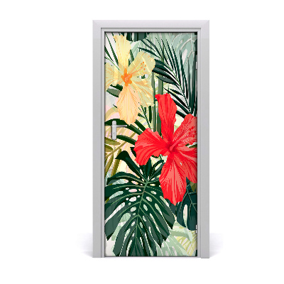 Deur sticker Hawaiiaanse bloemen