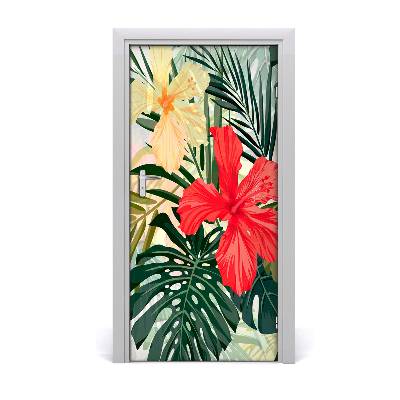 Deur sticker Hawaiiaanse bloemen