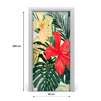 Deur sticker Hawaiiaanse bloemen